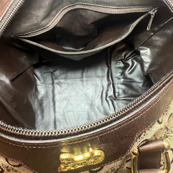 Vintage CELINE Boston Bag Brown and Cream Monogram with Leather Accents - Picture 7 of 12